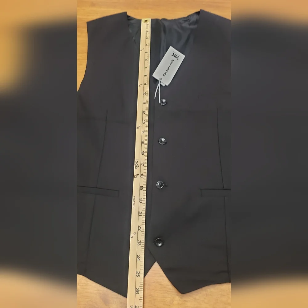 NWT Men's Black Suit Vest K.keenly Xl Button Up Front Adjustable Back 2 Pocket